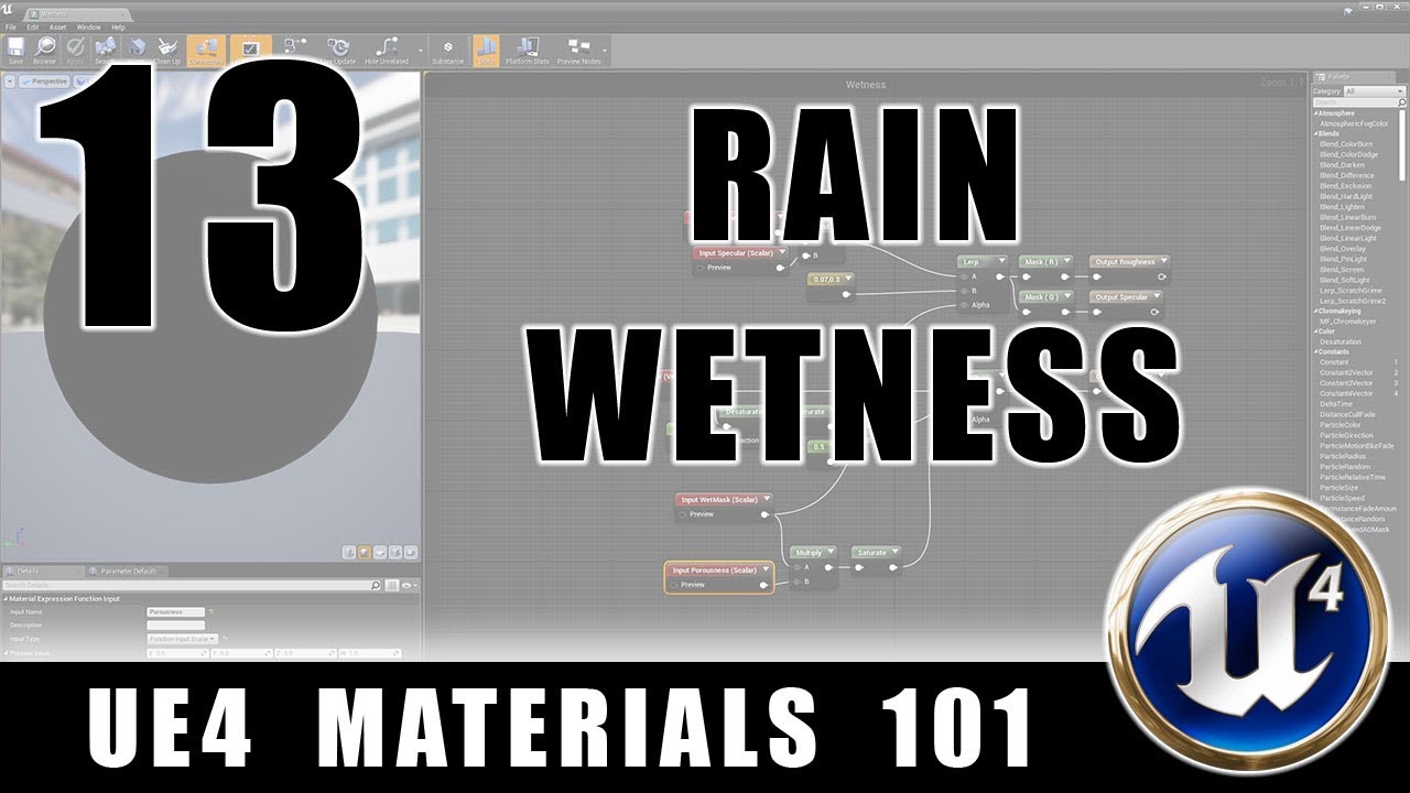 Шейдер влажности дождя — UE4 Materials 101 — Эпизод 13