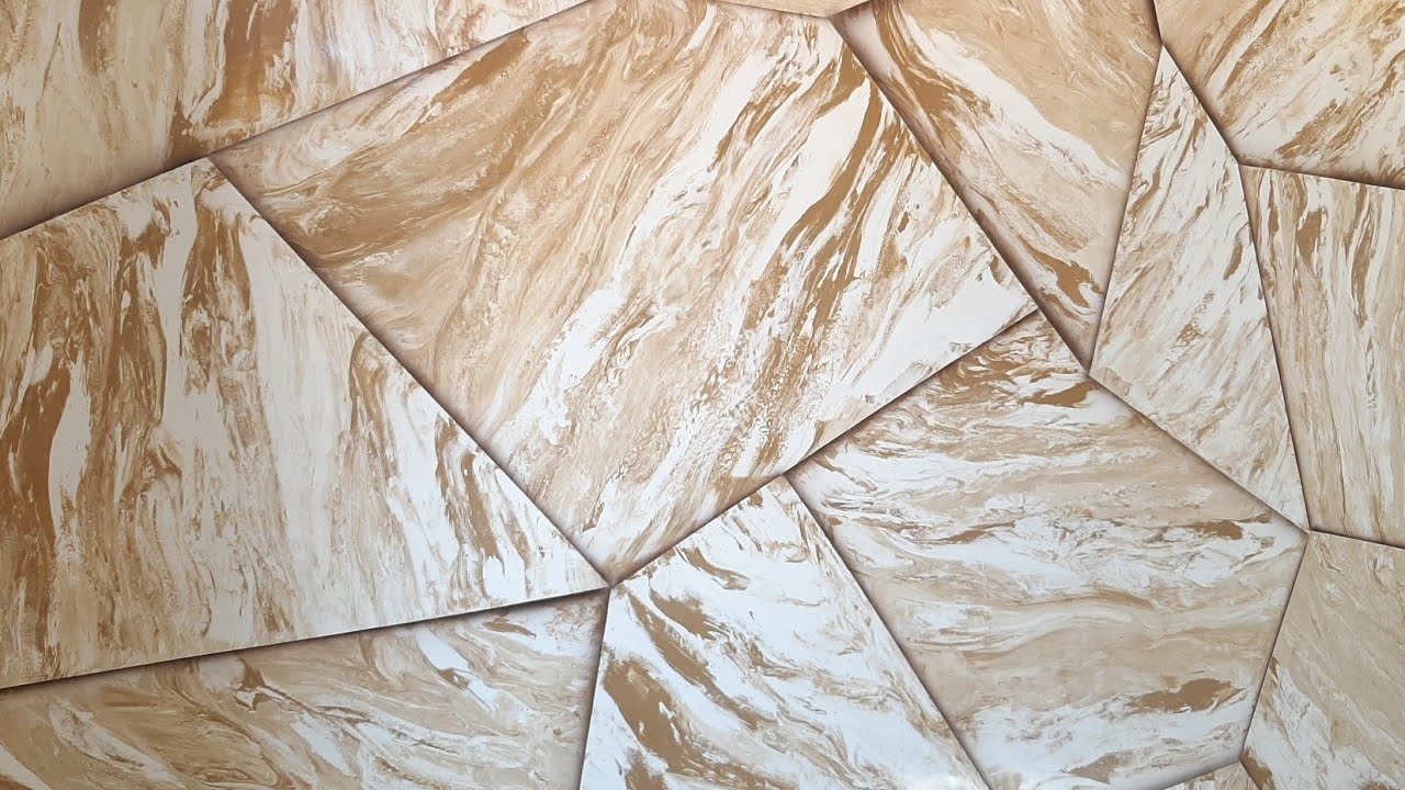 قطع الرخام المجسمة بمعجون الجدران  The trick of making 3D marble only with wall paste