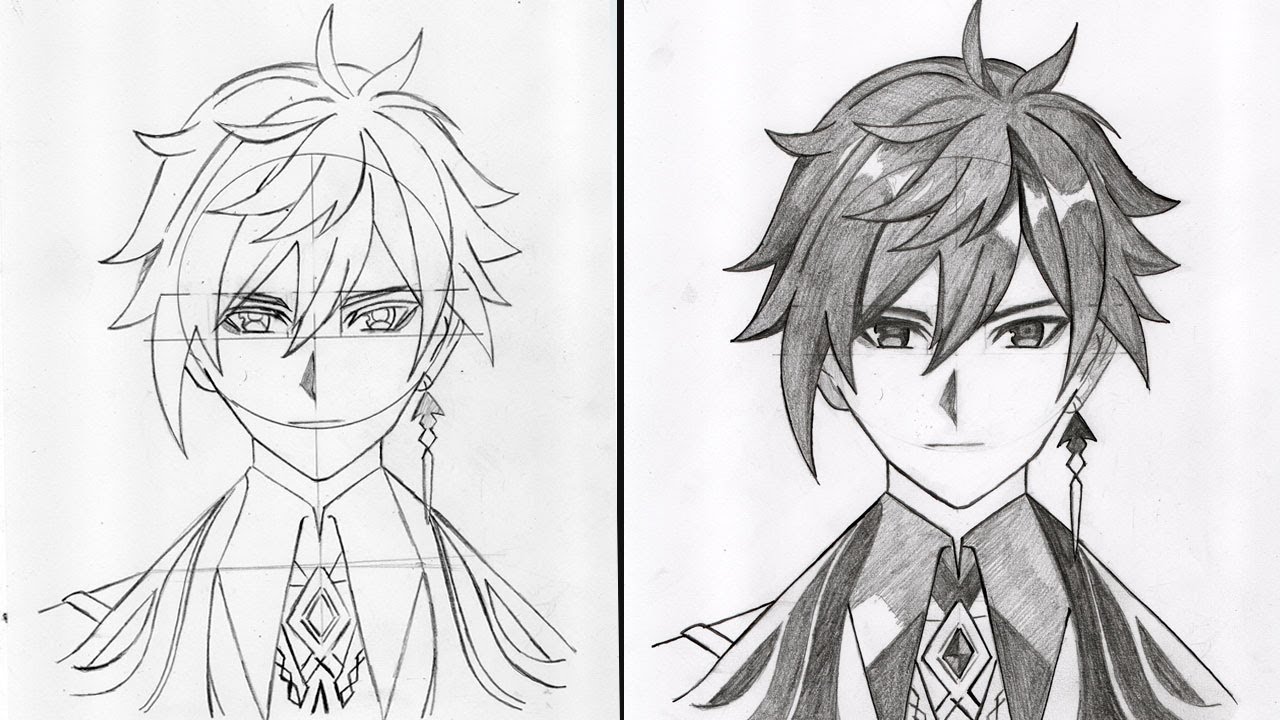 Anime Drawing | How to Draw Zhongli Genshin Impact