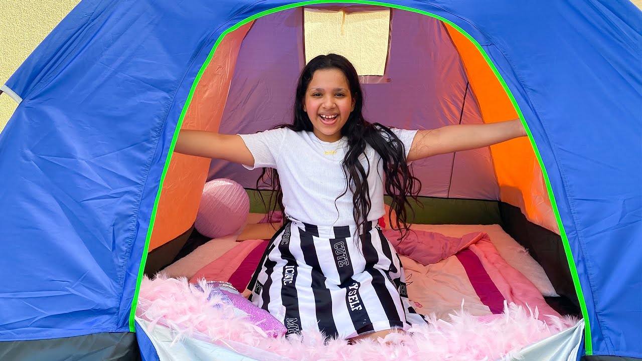 شفا نامت في الخيمة تحدي ٢٤ ساعة في الخيمة !! 24 Hours Overnight In A Tent Challenge