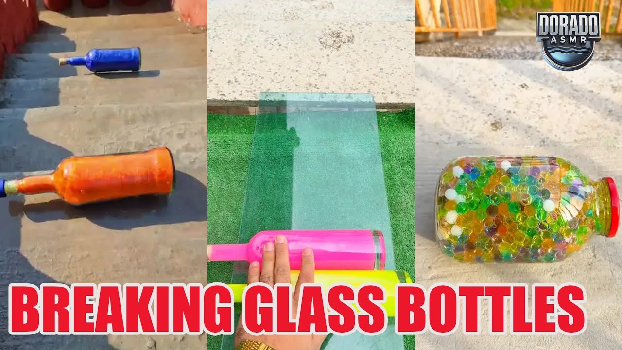 Breaking Glass Bottles & Balloon Drops 🎈💦 Crushing of Crunchy & Soft Things! 