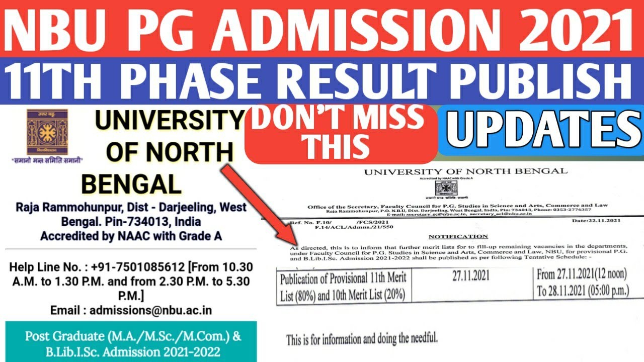 NBU- Pg 11th phase result publish updates 2021 || university of North Bengal