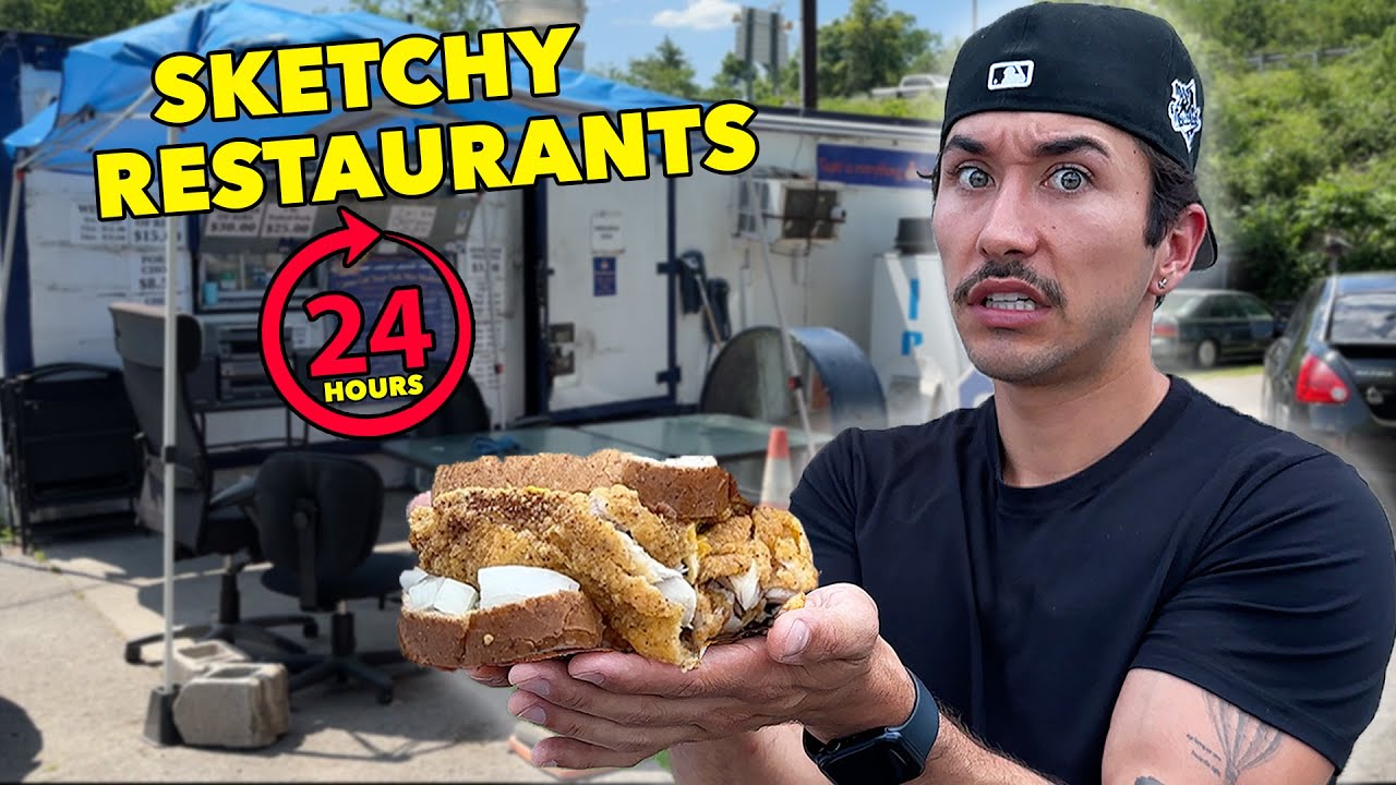 Eating At SKETCHY Restaurants For 24 Hours (BAD IDEA...)