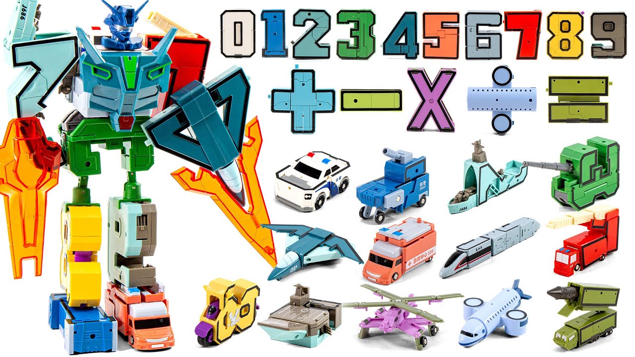 123 Number Assemble Mech Warrior Police Rescue City Train Air Military Vehicles Collaboration Transf