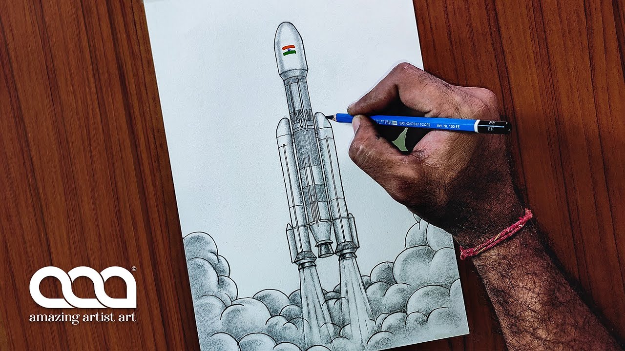 Chandrayaan 3 Rocket Drawing 🚀🌑 | ISRO LVM-3 Rocket Drawing | How To Draw Chandrayaan 3 Rocket 🔥🔥🔥
