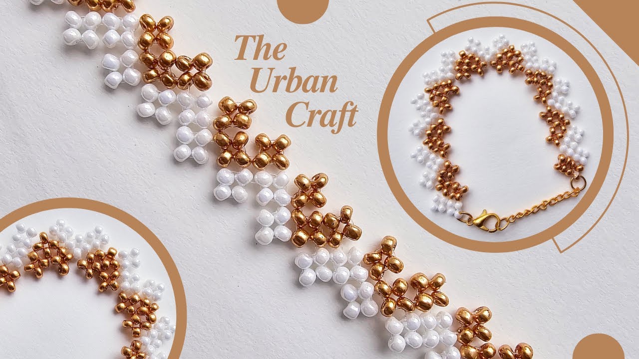 How to make golden and white seed bead bracelet | Bracelet making at home