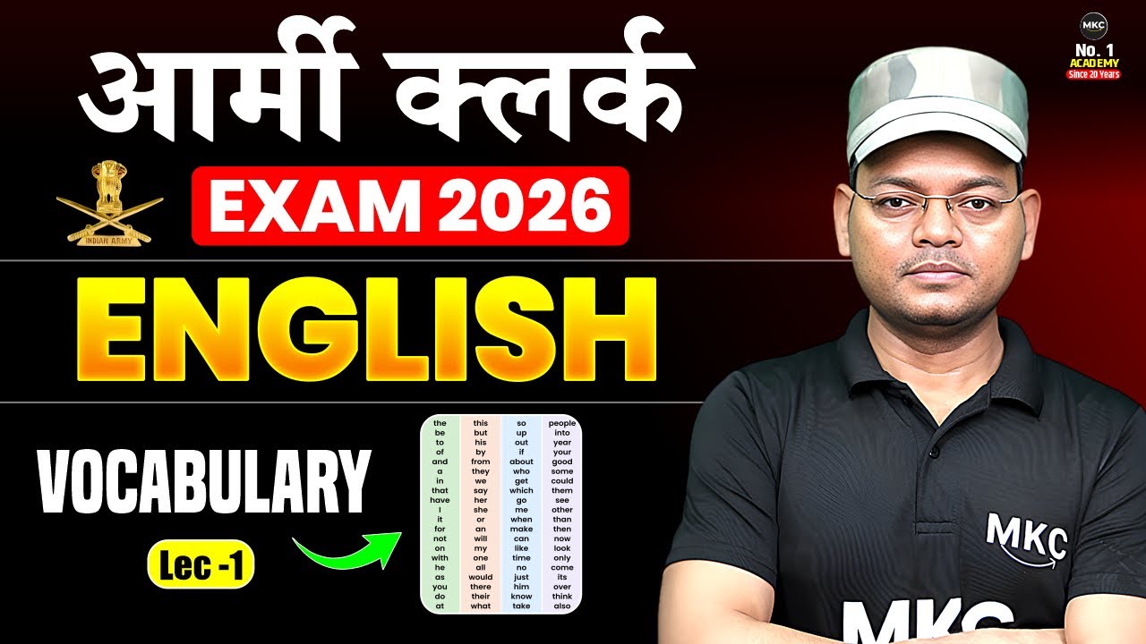 Army Clerk 2026 English: Vocabulary LEC 1 | English Grammar for Army Clerk | Army Clerk English