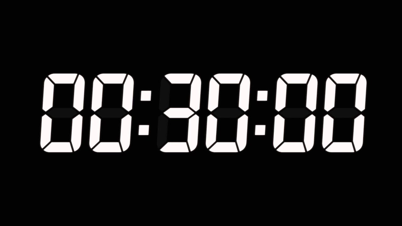 30 Minutes Digital Countdown Timer | Black Background | No Sounds