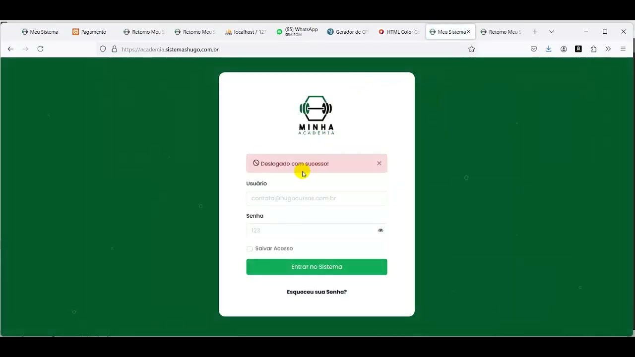 Apresentação do Sistema Academias