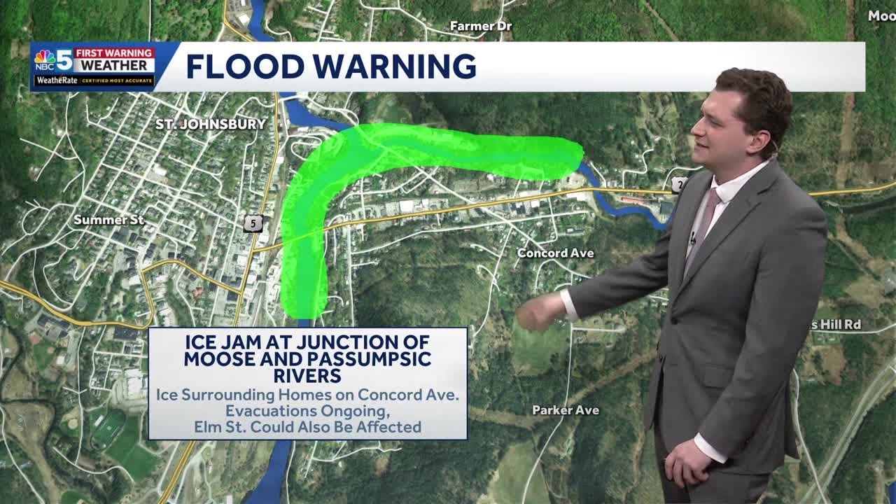 В Сент-Джонсбери продолжается затор из-за льда (12.03.2026).