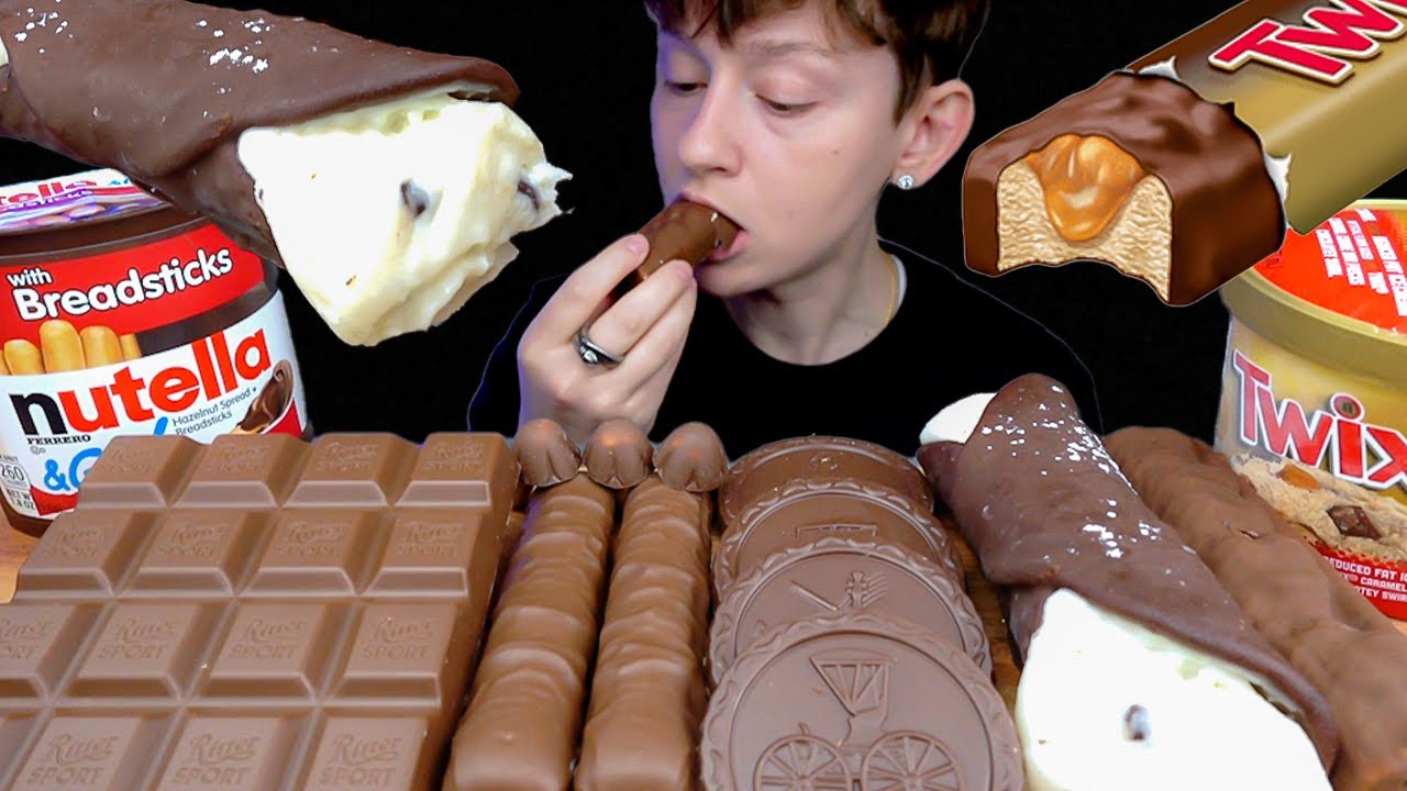 ASMR Chocolate Desserts & Ice Cream *Italian Cannoli, Ritter Sport, Twix Cookie Stick, Nutella Snack