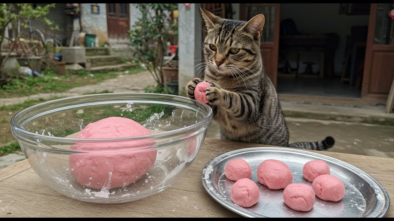猫が作るフラワーケーキ（鲜花饼）！おばあちゃんとフレブルちゃんとお花見A Cat’s Spring Blossom Bento! Delicious & Healing Sakura Picnic