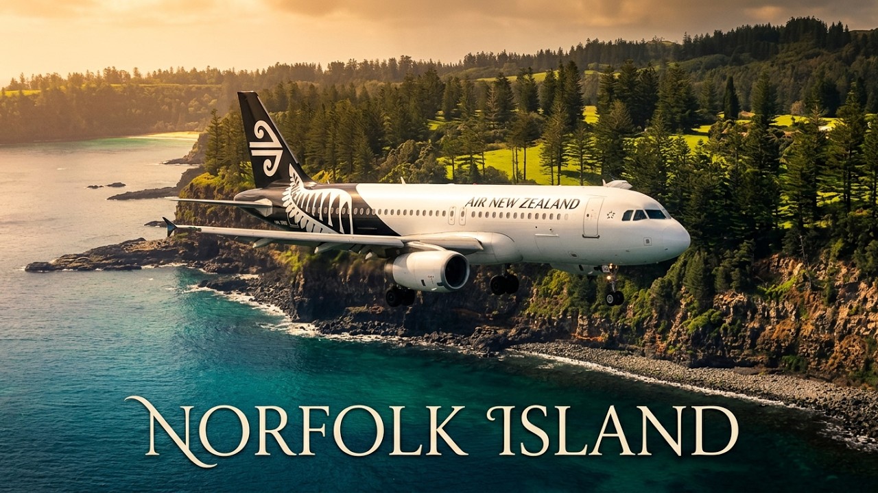 Air NZ A320 Landing & Takeoff from Norfolk Island Airport (4K)
