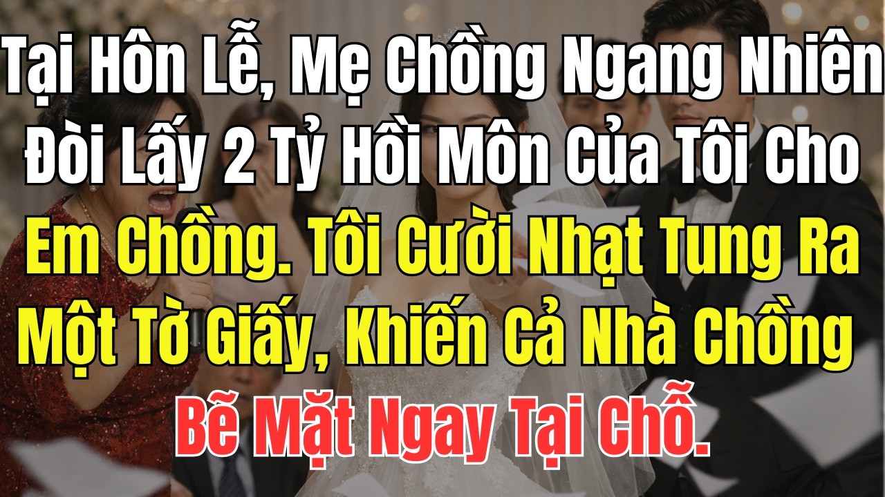 Tại Hôn Lễ, Mẹ Chồng Ngang Nhiên Đòi Lấy 2 Tỷ Hồi Môn Của Tôi Cho Em Chồng. Tôi Cười Nhạt Tung Ra...