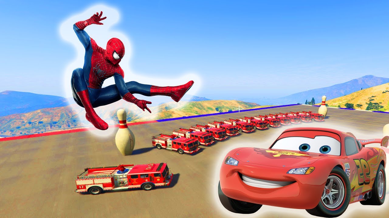 Learning COLORS With SPIDERMAN And TOY TRUCKS FIREFIGHTER - Learn Numbers & Colors for Kids