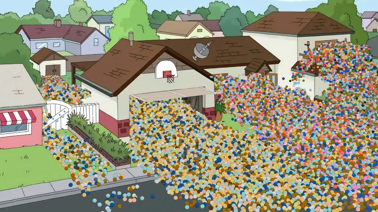 Rick and Morty - Colorful balls fill the house