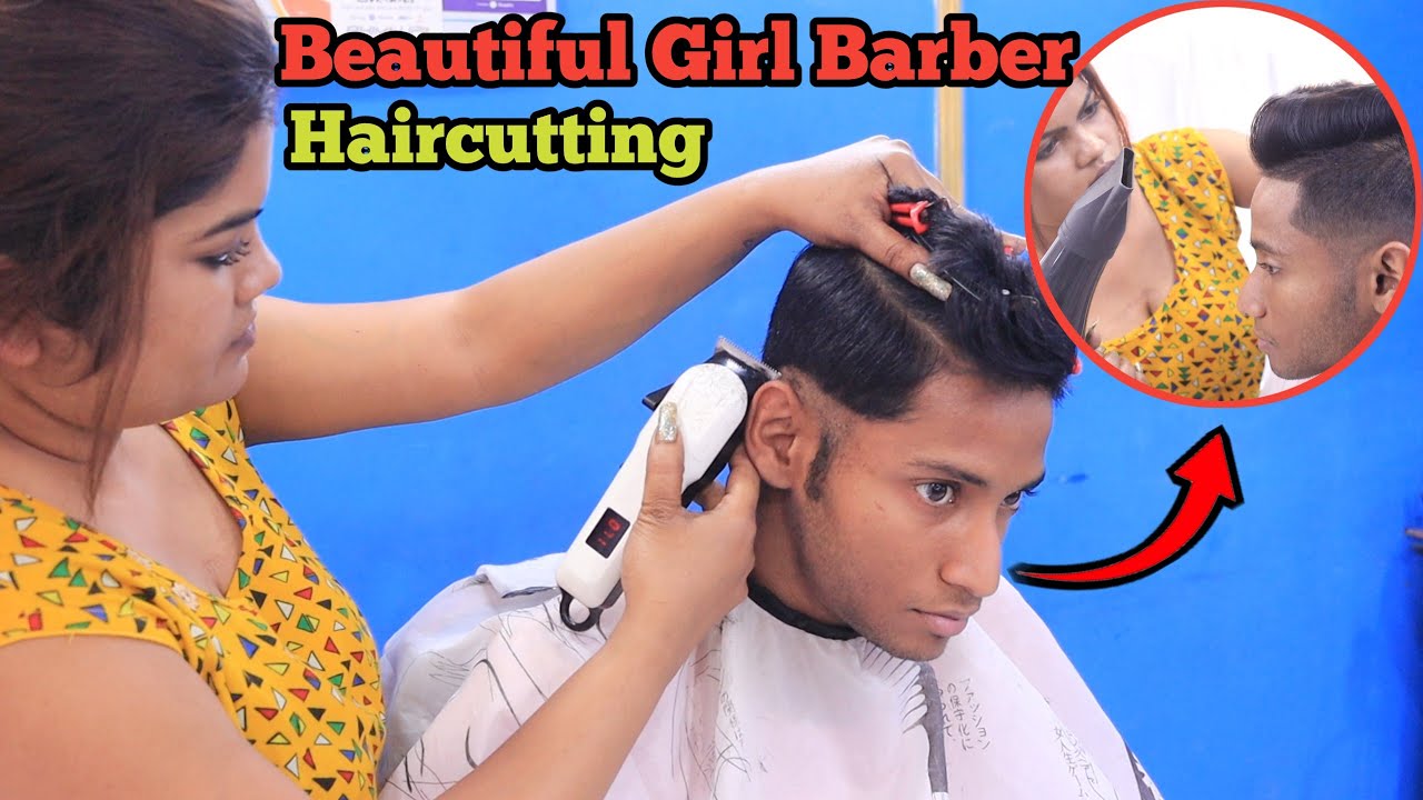 Beautyful Girl Barber Hair Cutting😍Female Barber Cutting Boys Hair🔥New Haircut 2023