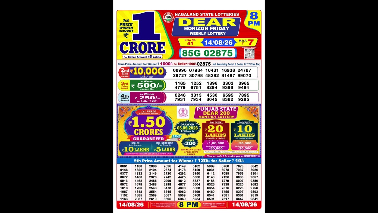 Dear Lottery Sambad 8:00 PM Result Live 14.08.26 #lotterysambad #dearlottery #shorts #lottery #news