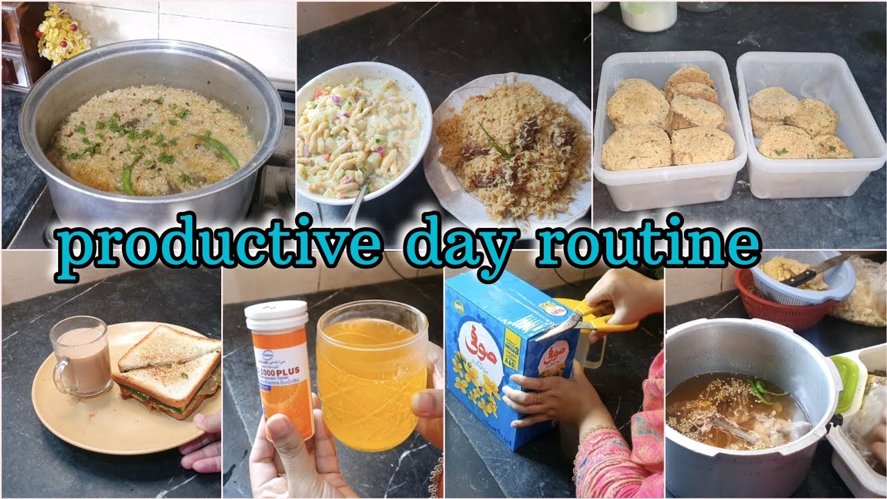productive day routine!! breakfast idea!! beef pulao recipe!! health care💖