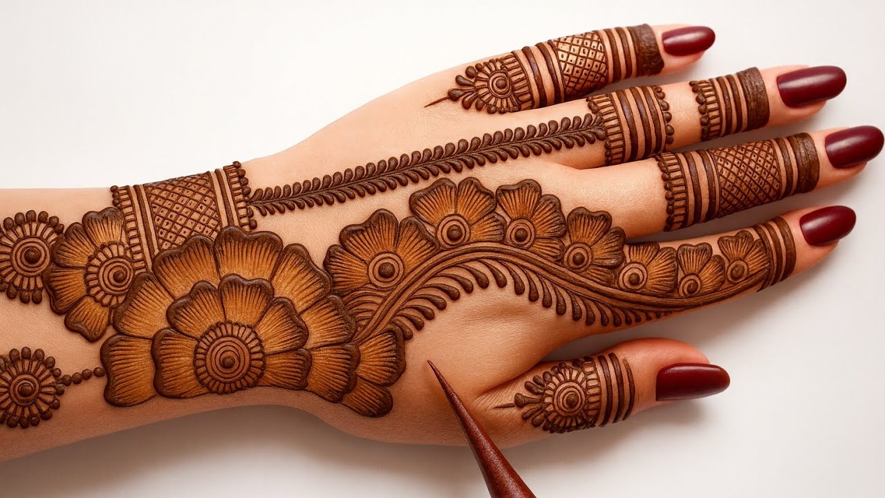 Very simple unique style mehndi design for back hand|new easy mehndi design 2025 | mehandi designs|