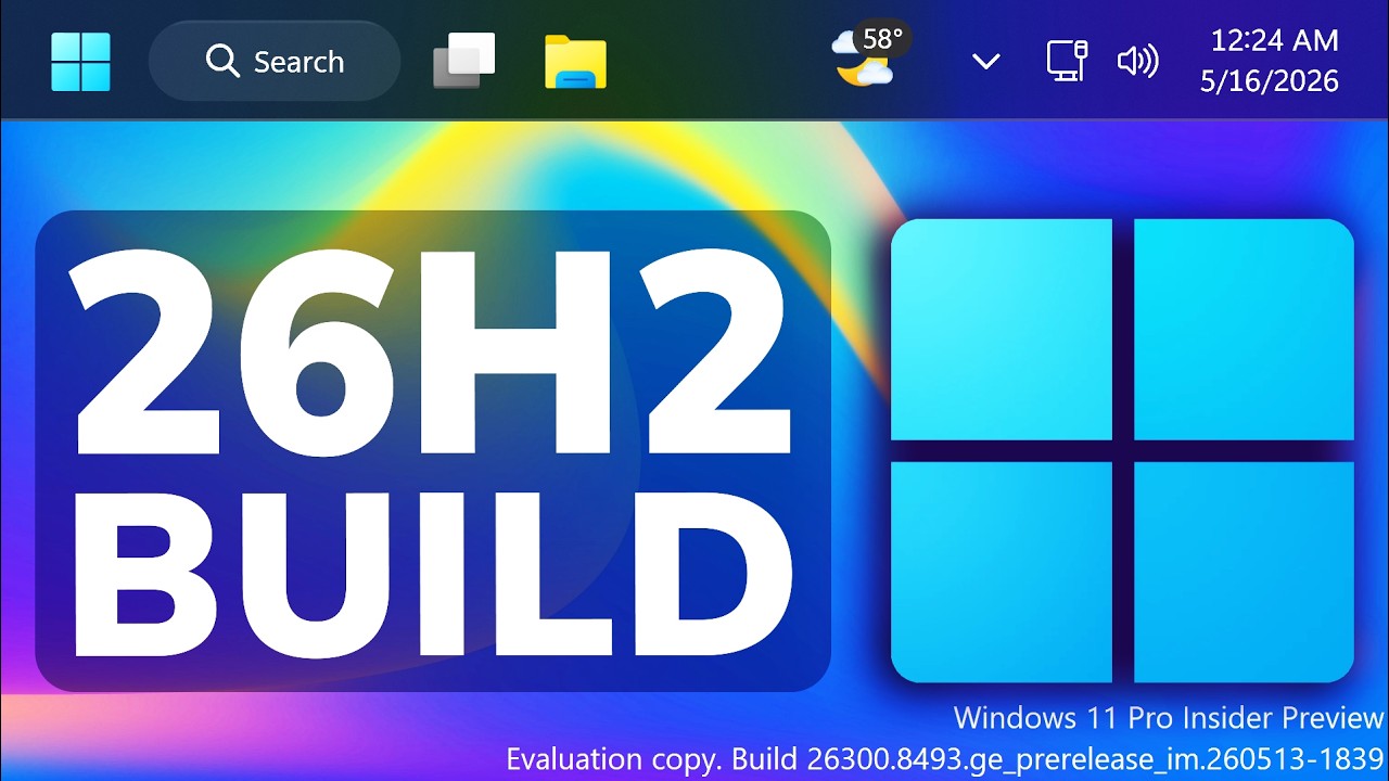 Новая сборка Windows 11 26H2 26300.8493 &ndash; новая перемещаемая и уменьшенная панель задач, поиск, в...