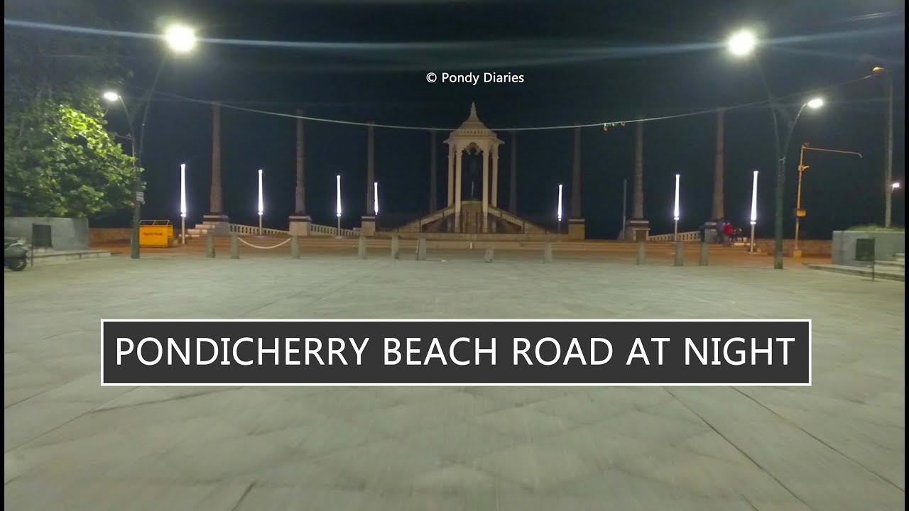 Pondicherry Rock Beach Road at night © Pondy Diaries