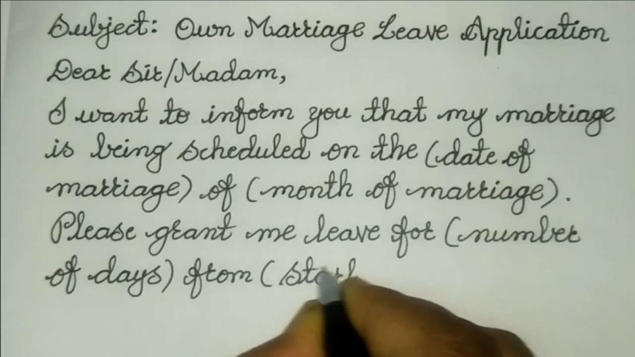 Simple Leave Application for Own Marriage in English ✍​ Calligraphy | Cursive Handwriting