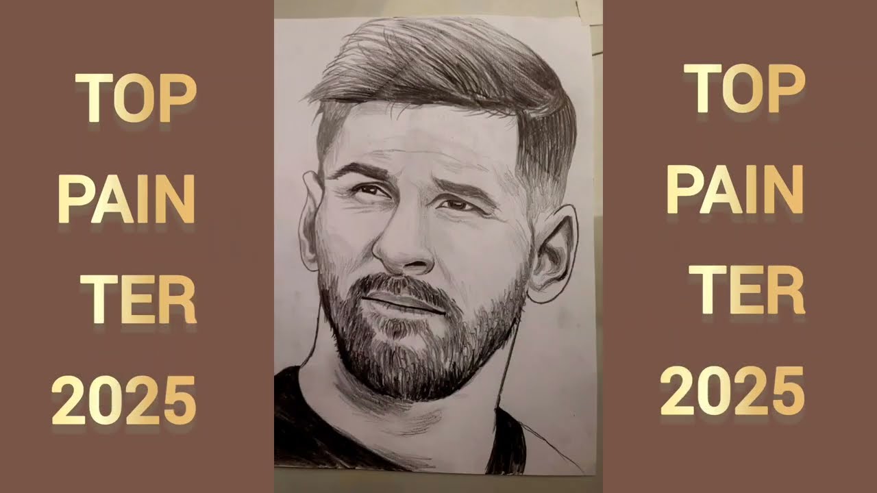 Real pencil drawing Lionel Messi from agentina
