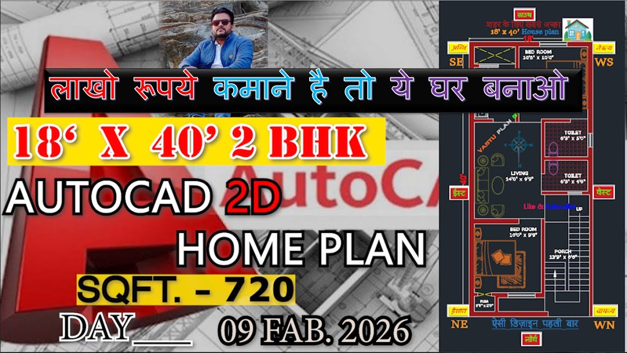 10 लाख में 18x40 North Facing House Plan with Vastu | 2 BHK उत्तर मुखी घर का नक्शा