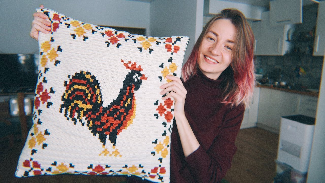 VLOG 🐓 Подушка с петухом | Вышивка гладью | Рисунок акварелью