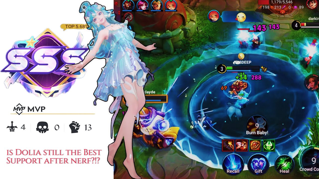 HoK Best Support Dolia Meme Gameplay😂 | Best Build and Arcana | Ultimate Healing | Honor of Kings