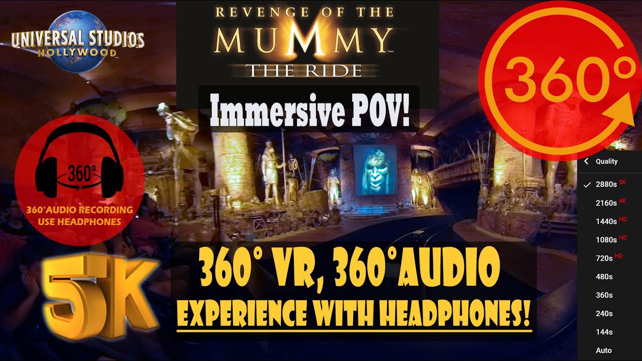 Revenge of the Mummy The Ride, Immersive VR! - Universal Studios Hollywood [5K 360° | 360° Audio]
