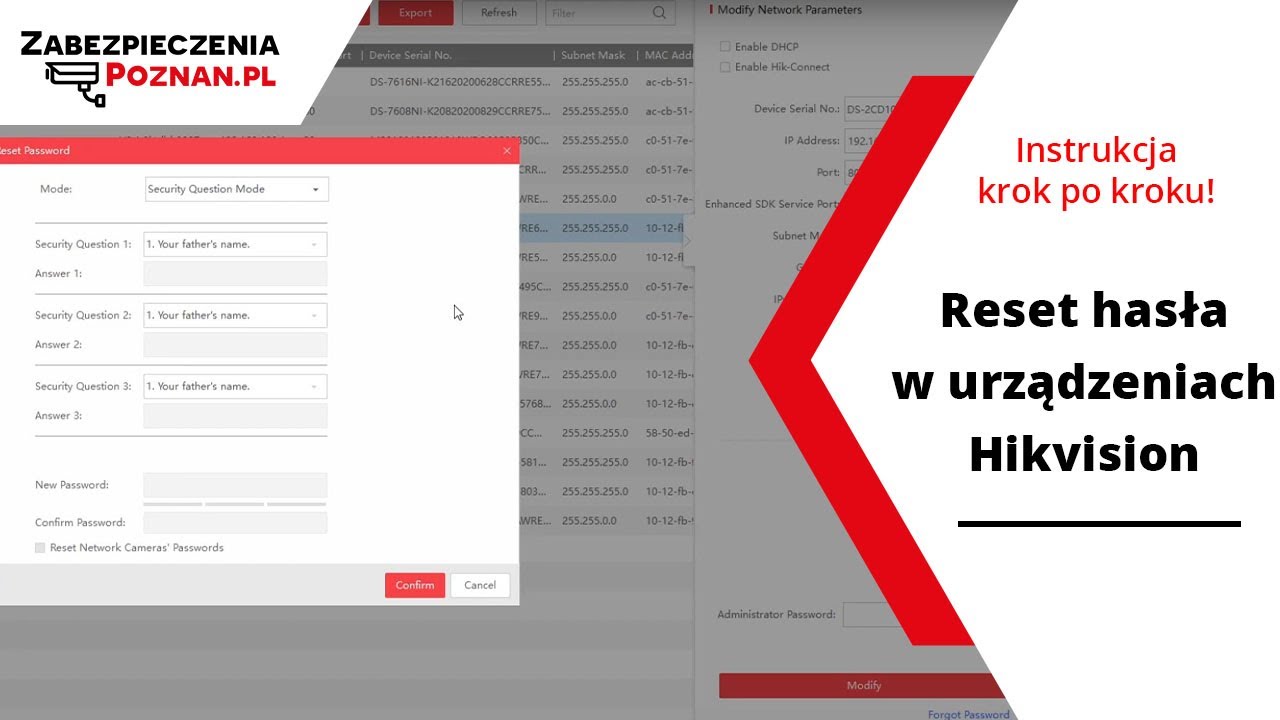 Jak zresetować hasło w kamerze Hikvision w programie SADP - Zabezpieczenia Poznań #02