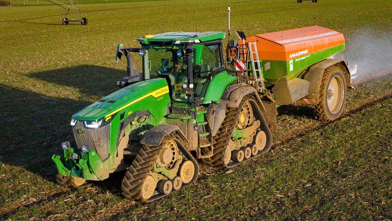 XXL ÉPANDAGE D'ENGRAIS 2022 avec TONIO en JOHN DEERE 8RX ravitaillé par le TRANSBORDEUR PERARD 20TH