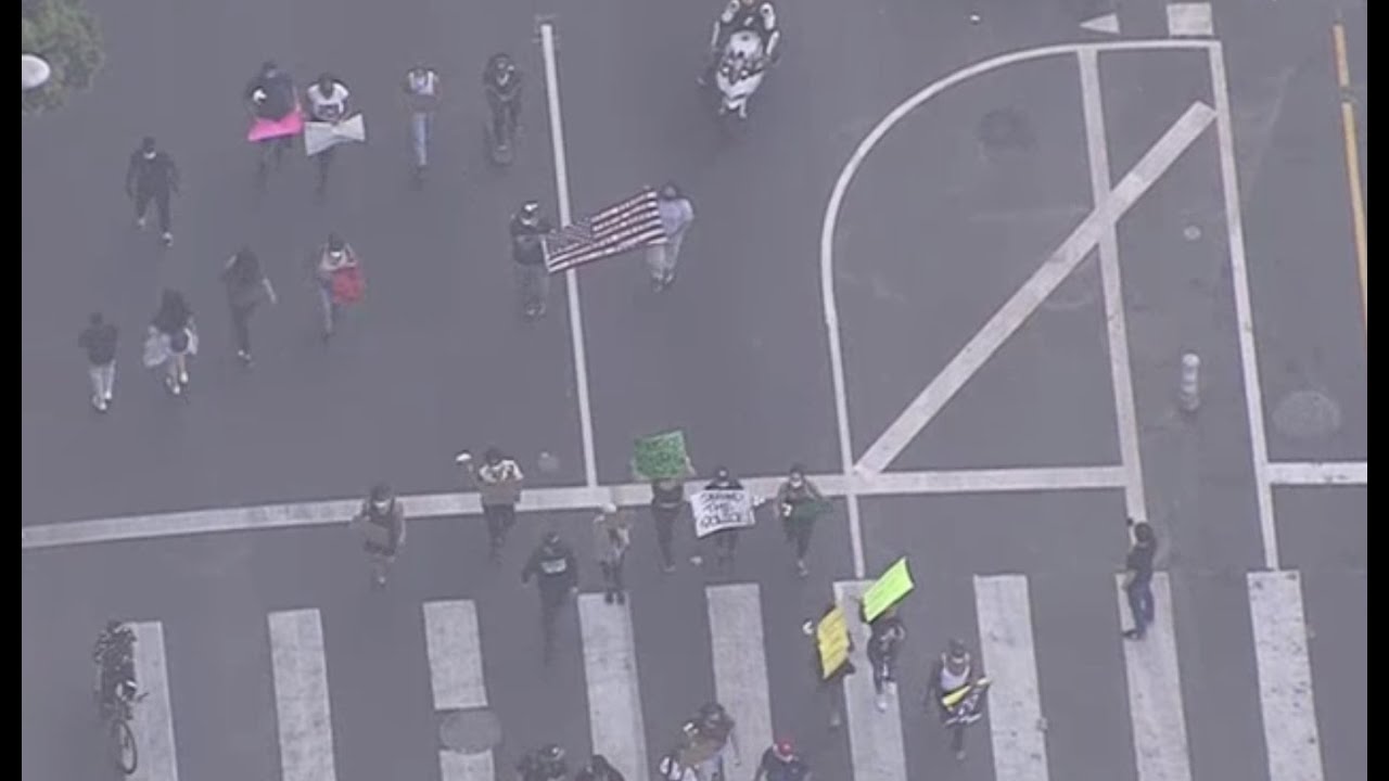 Watch Live: Protesters march in downtown LA.  