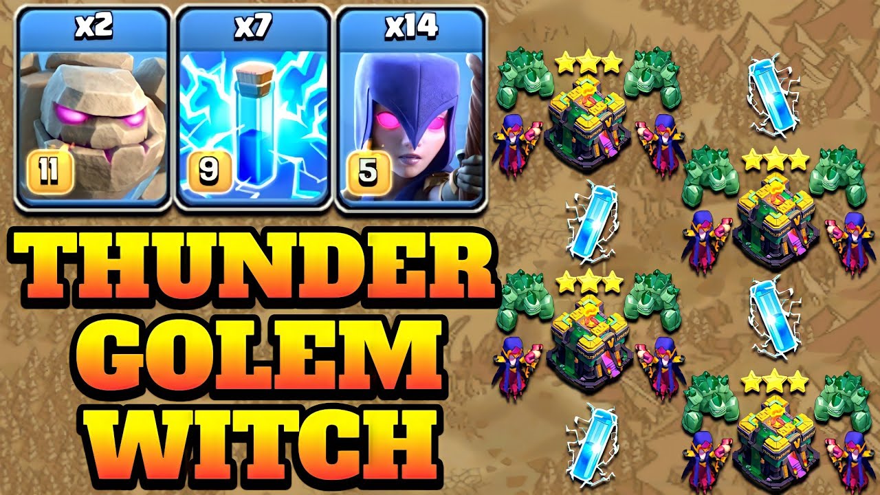 Golem + Witch + Lightning Spell = Easy 3 Star Th14 Attack Strategy - Clash Of Clans Town Hall 14