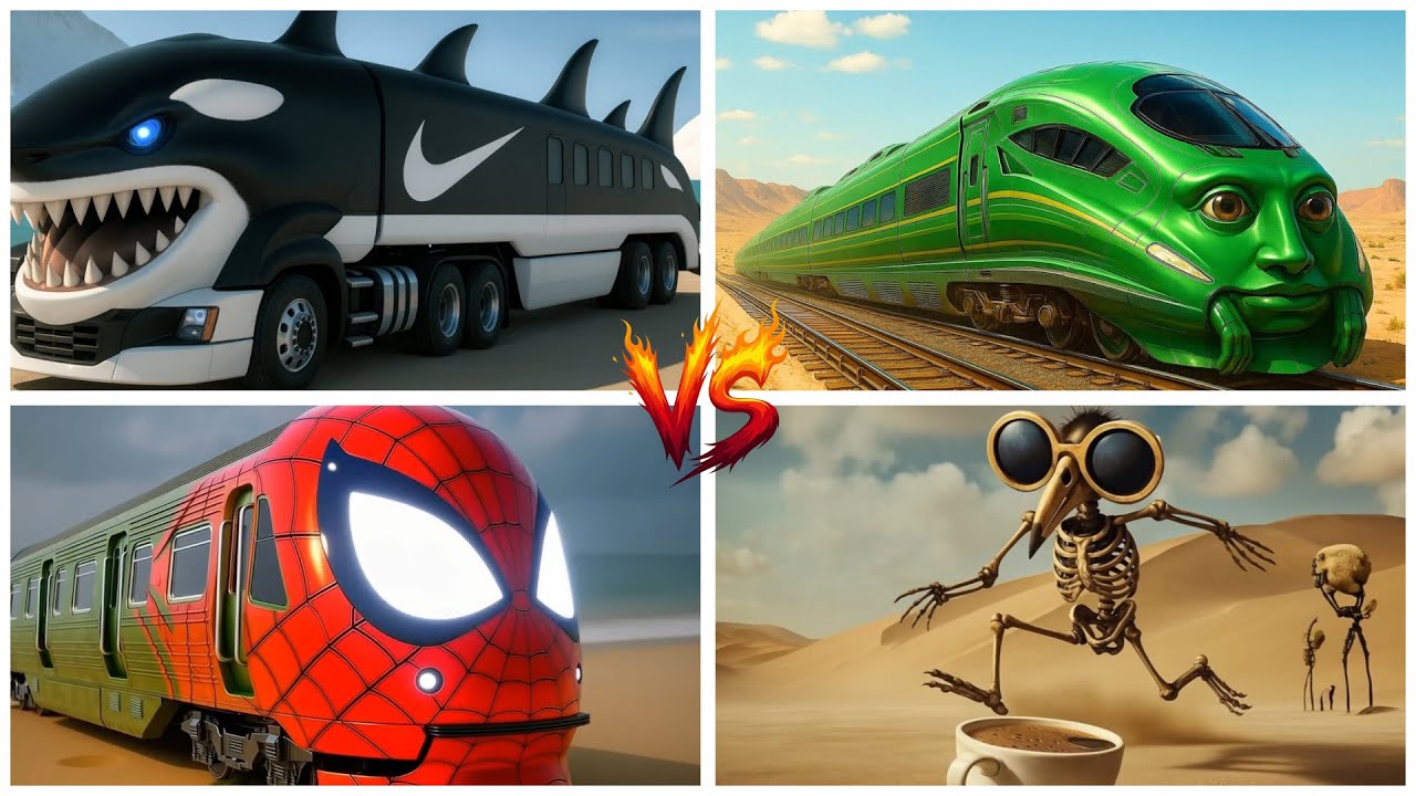 Skeleton🆚SPIDER MAN TRAIN🆚 TRAIN🆚Truck - Tiles Hop EDM Rush!