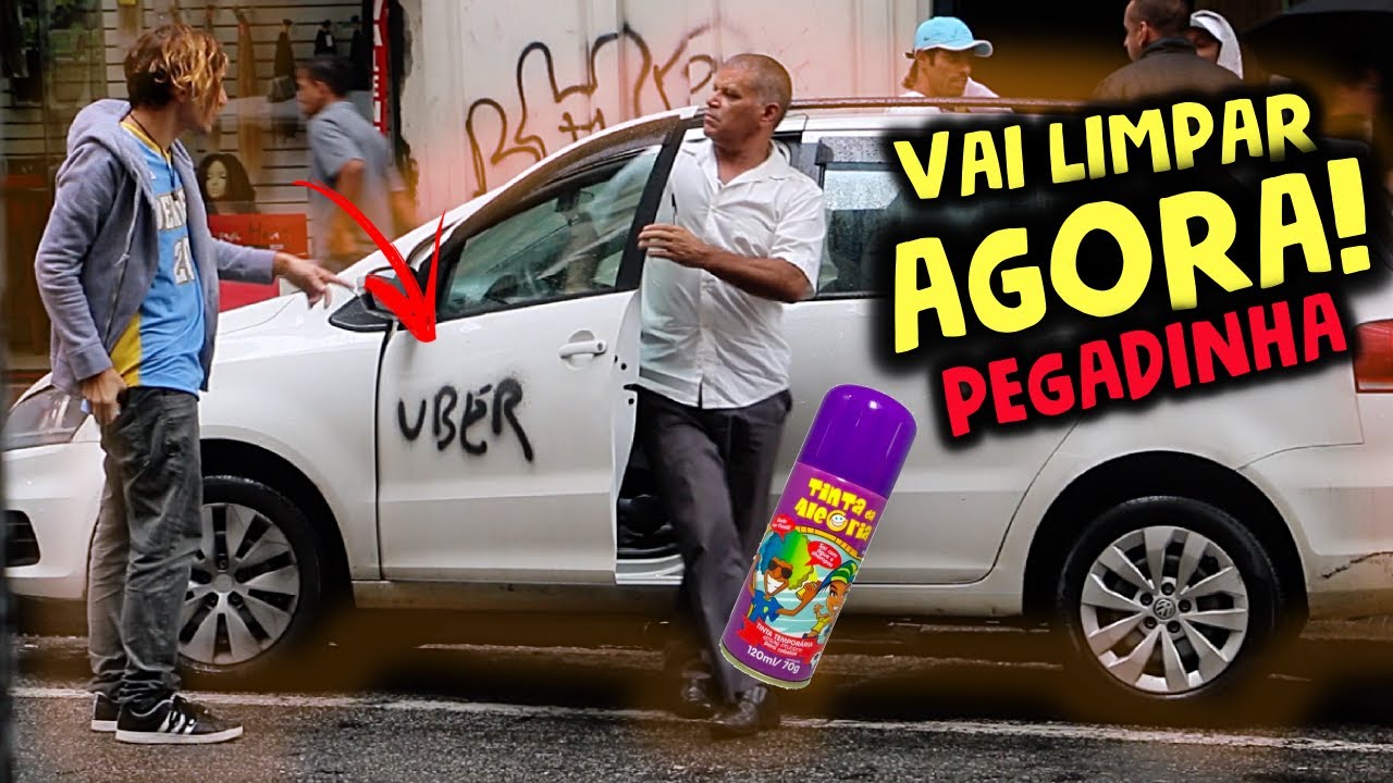 ESCREVI UBER NO CARRO DE TAXI COM SPRAY DE CABELO ( PEGADINHA )