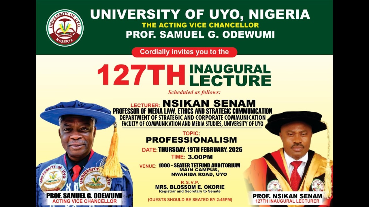THE 127TH INAUGURAL LECTURE OF THE UNIVERSITY OF UYO