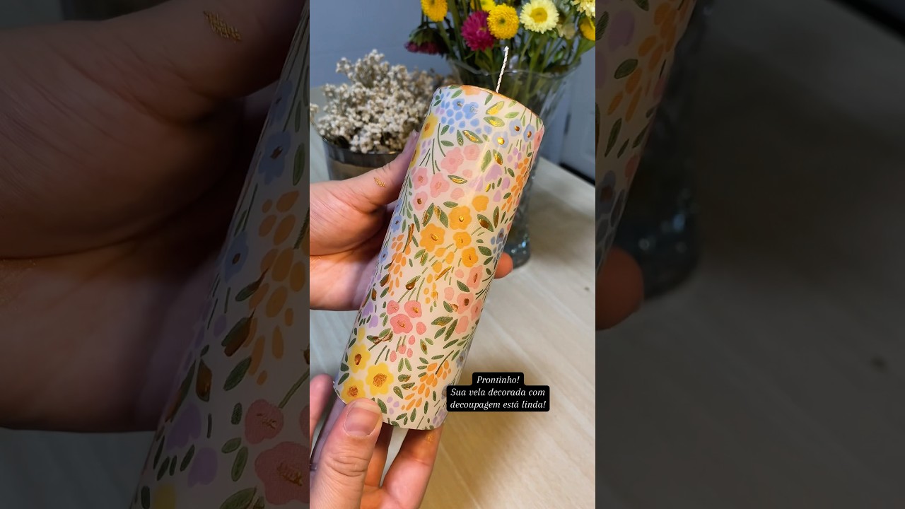 Aprenda a decorar velas com guardanapo e ferro. #vela #decoupage #diy #organiza&ccedil;&atilde;o #veladecorativa