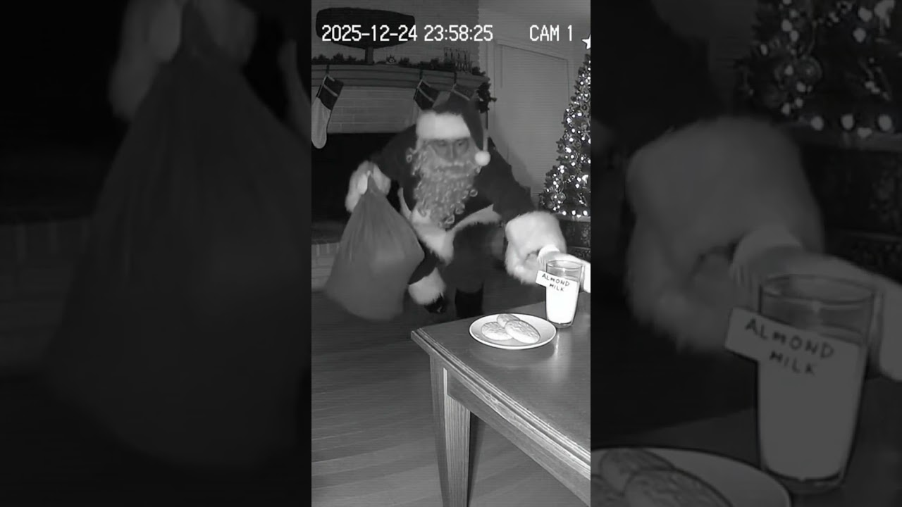 🎅📹 Santa Caught on CCTV… Gets MAD About Almond Milk 😭