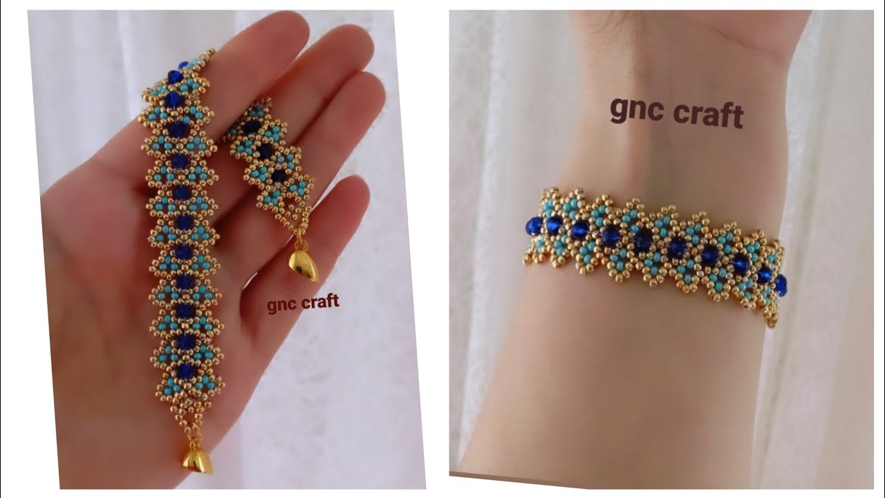 BONCUK VE KRİSTALİ  ŞIK BİLEKLİK  BEAD AND CRYSTAL STYLISH BRACELET