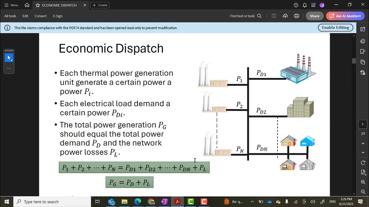 Economic Dispatch Using Lambda-Iteration Method Without Considering Network Losses - Example 1