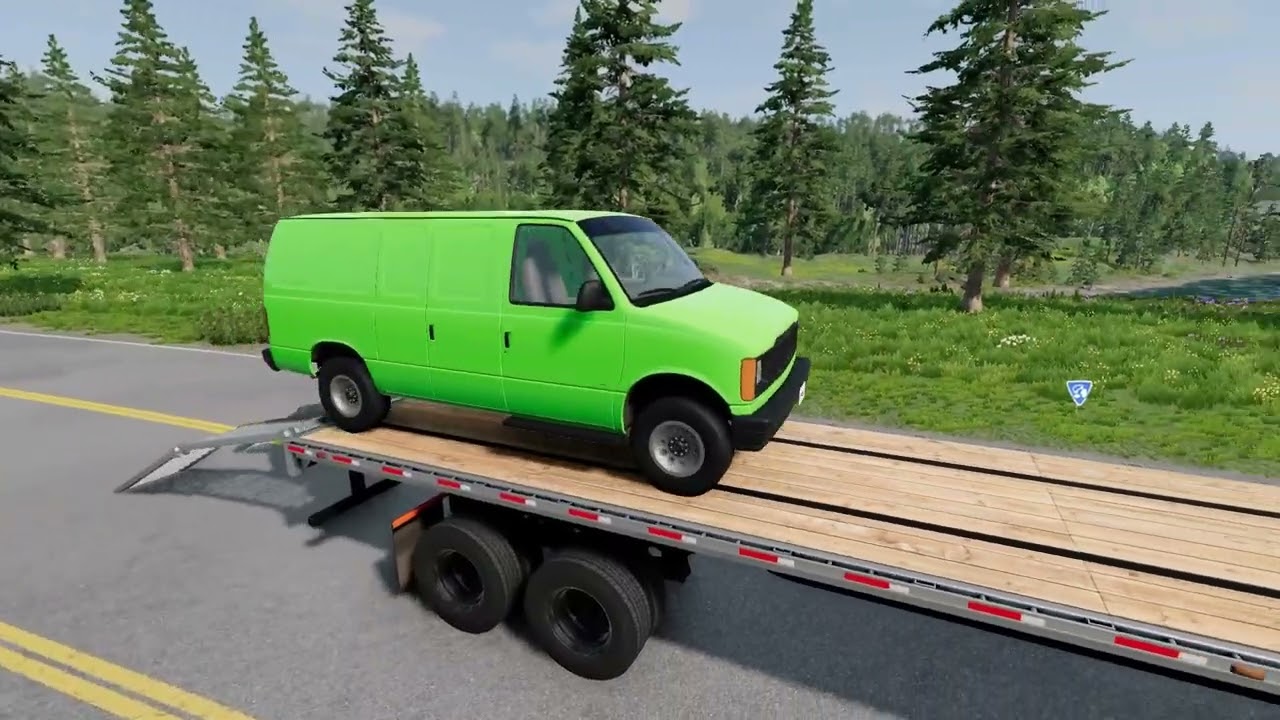 Flatbed Truck McQueen | Transportation with Truck - Pothole vs Car # | BeamNG.Drive Gameplay