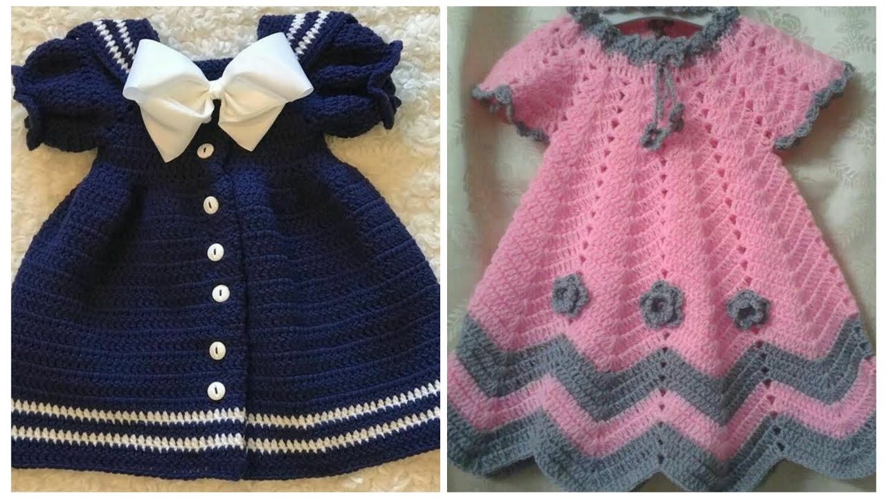 Cute crochet baby frocks design ideas ❤️