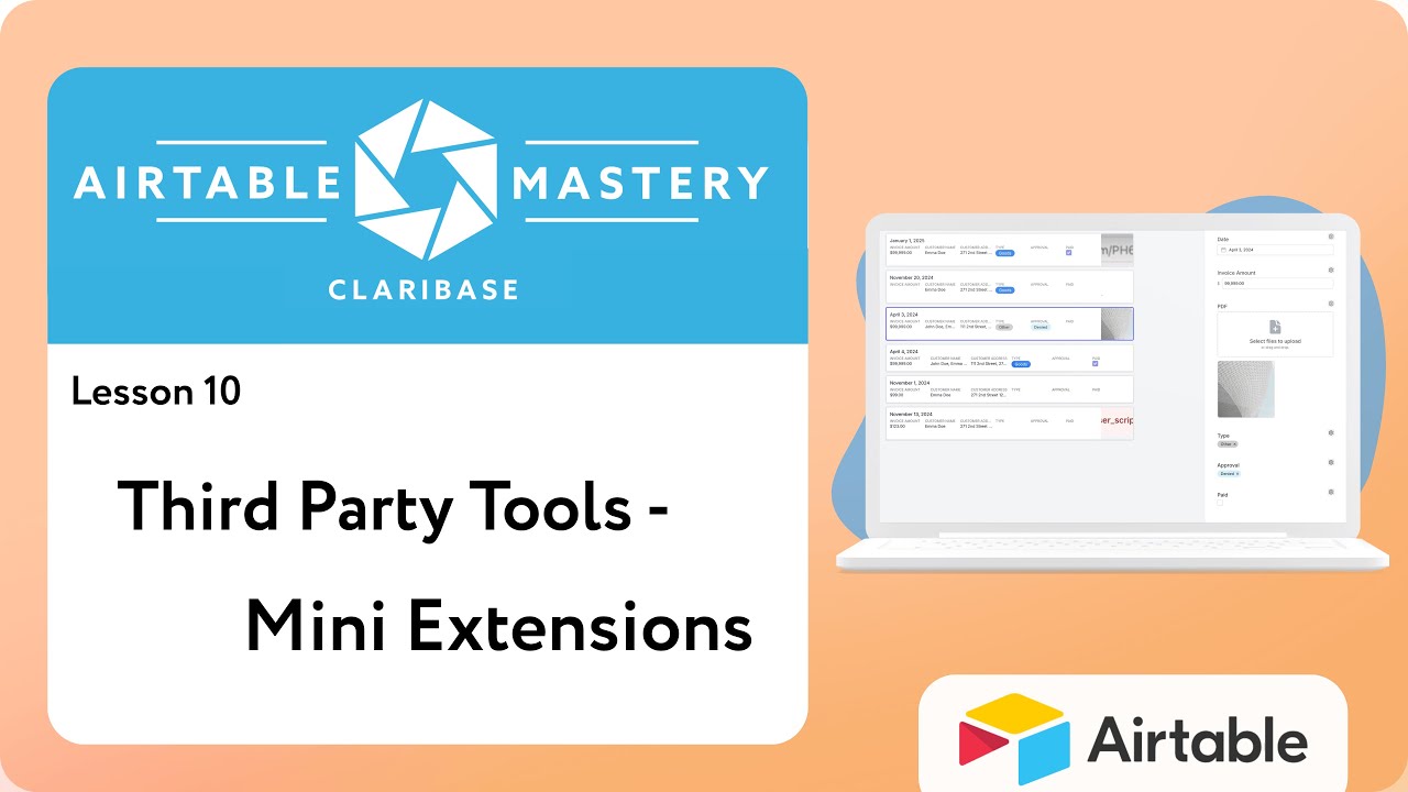 Lesson 10: Third Party Tools - Mini Extensions | Airtable Mastery by Claribase