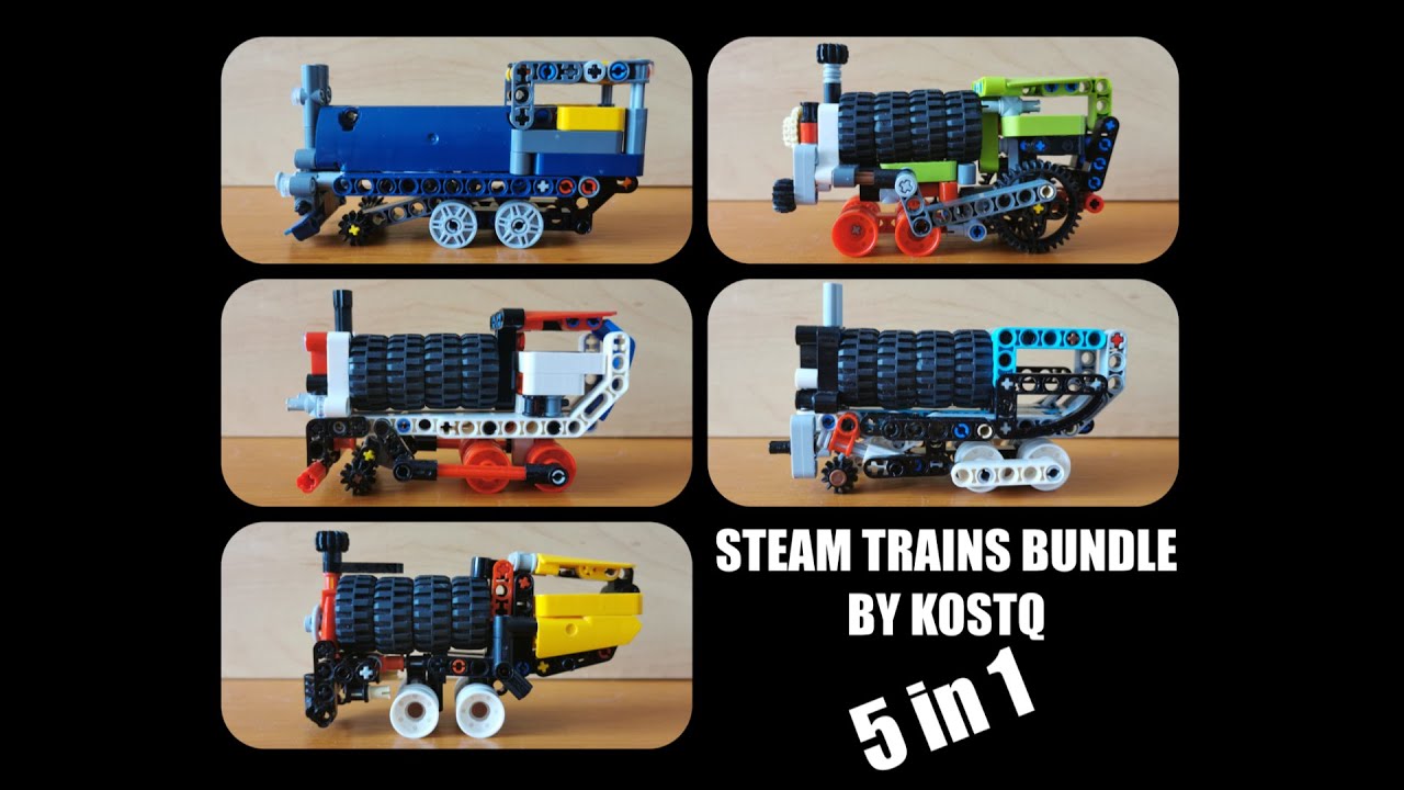Trains bundle by Studio Kostq -  Lego Technic 42101, 42102, 42116, 42133, 42147 c models combo :)