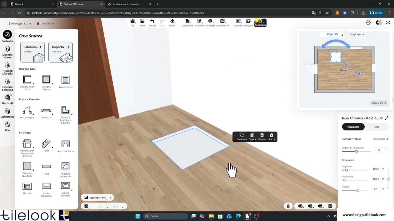Tutorial 8 - Tilelook 3D Home - Nicchia e suolo ribassato