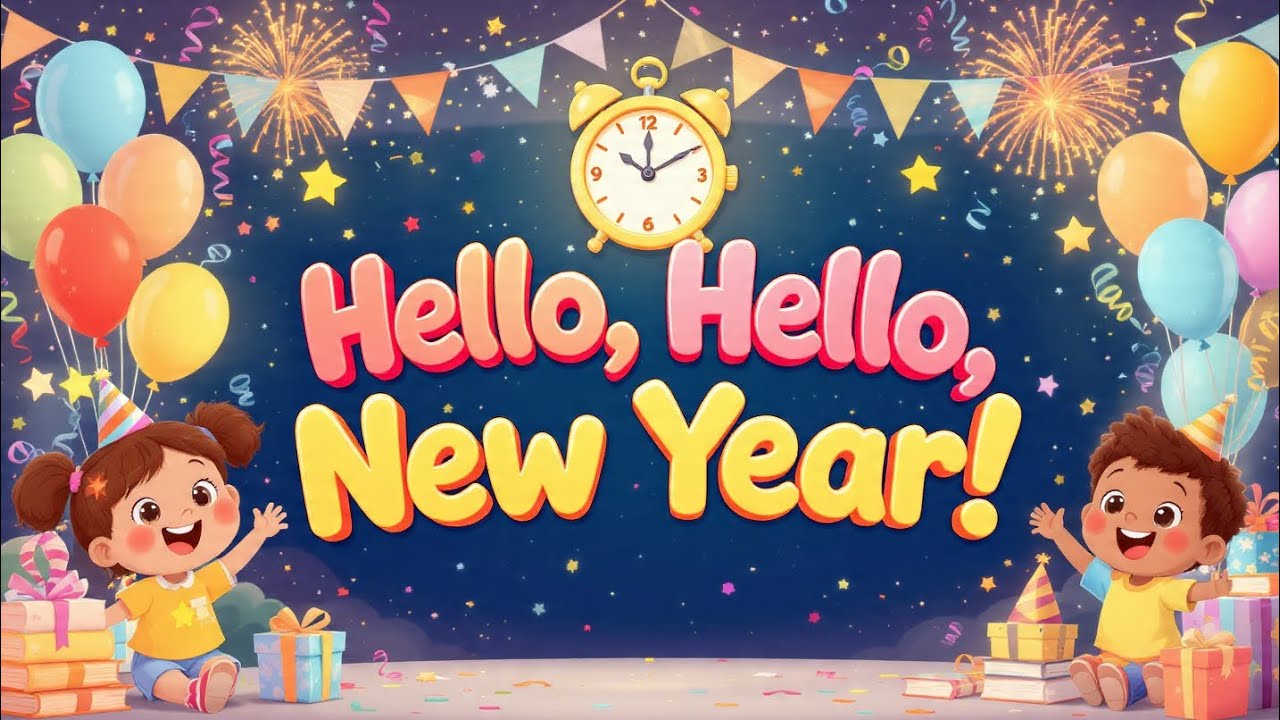 Hello Hello New Year 🎊 | Happy New Year Song for Kids | Fun Sing-Along & Actions