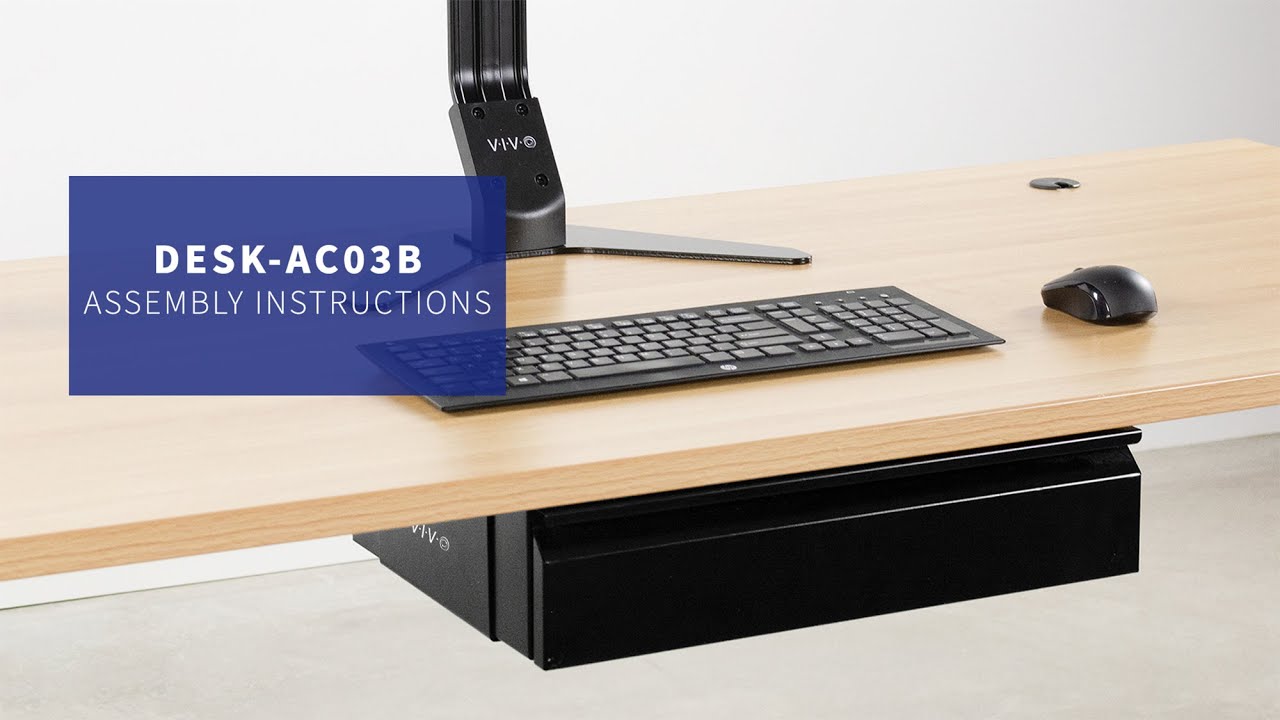 DESK-AC03B Pull Out 18” Under Desk Drawer Assembly by VIVO